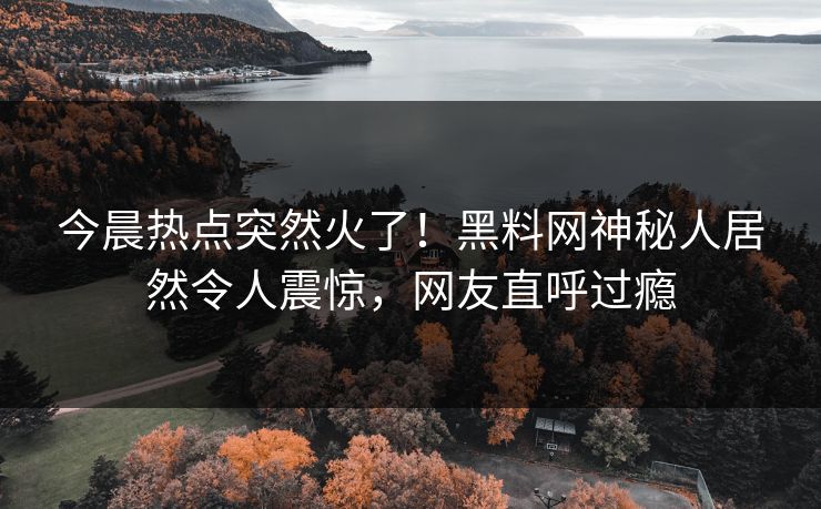 今晨热点突然火了！黑料网神秘人居然令人震惊，网友直呼过瘾