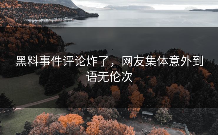 黑料事件评论炸了，网友集体意外到语无伦次