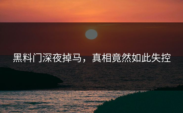 黑料门深夜掉马，真相竟然如此失控