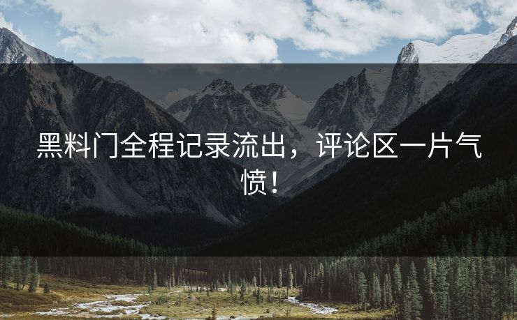 黑料门全程记录流出，评论区一片气愤！