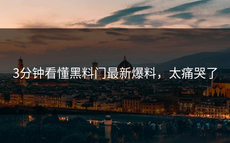 3分钟看懂黑料门最新爆料，太痛哭了