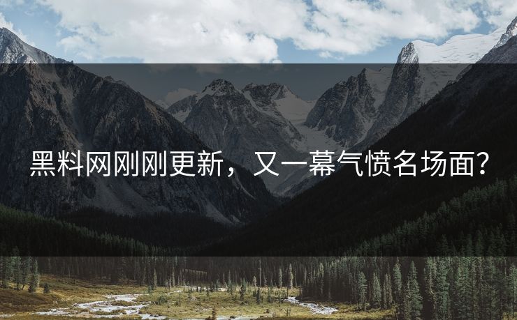 黑料网刚刚更新，又一幕气愤名场面？