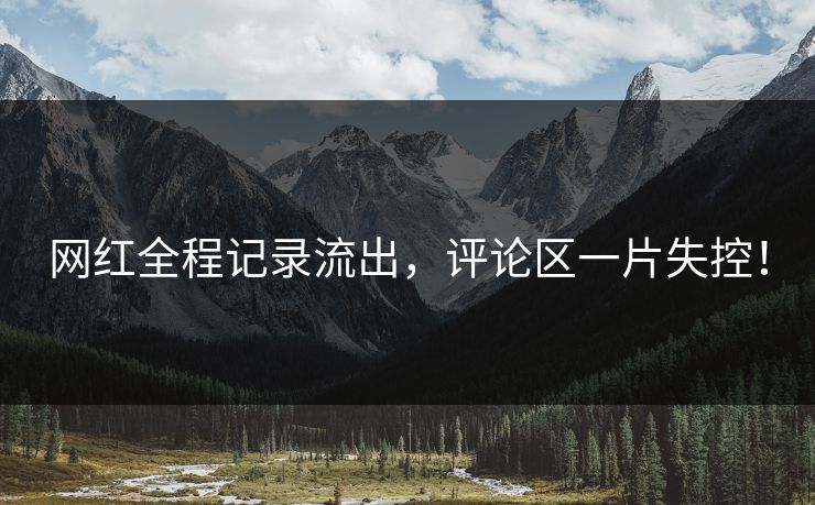 网红全程记录流出，评论区一片失控！