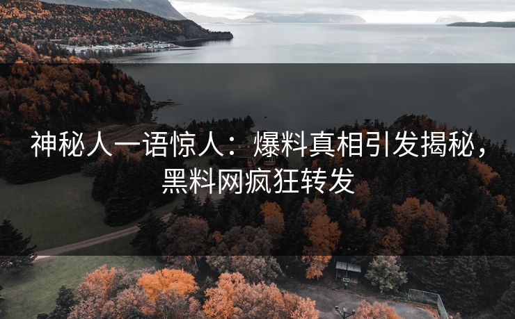 神秘人一语惊人：爆料真相引发揭秘，黑料网疯狂转发