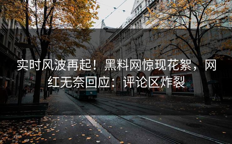 实时风波再起！黑料网惊现花絮，网红无奈回应：评论区炸裂