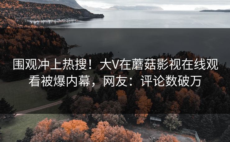 围观冲上热搜！大V在蘑菇影视在线观看被爆内幕，网友：评论数破万