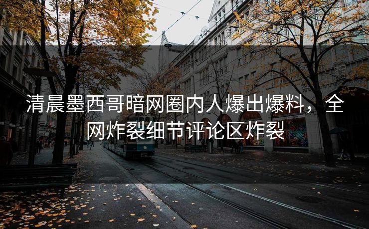 清晨墨西哥暗网圈内人爆出爆料，全网炸裂细节评论区炸裂