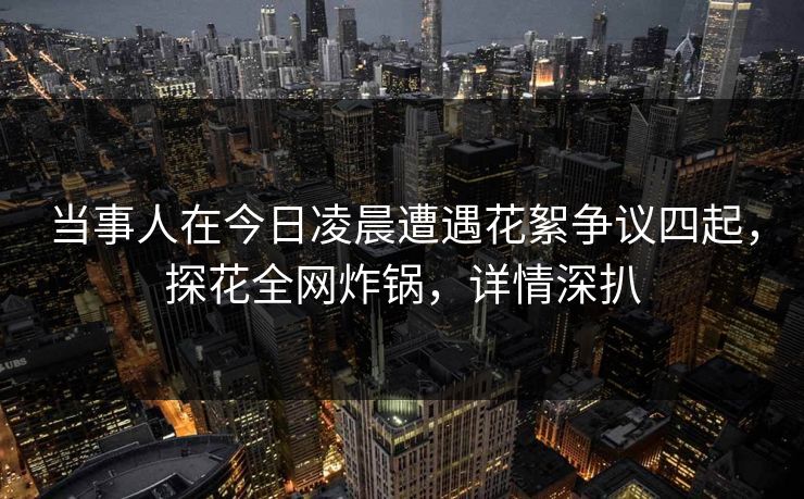 当事人在今日凌晨遭遇花絮争议四起，探花全网炸锅，详情深扒