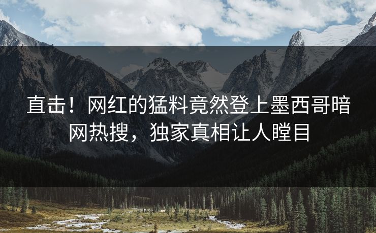 直击！网红的猛料竟然登上墨西哥暗网热搜，独家真相让人瞠目
