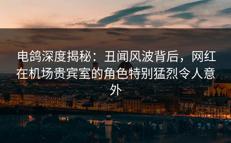 电鸽深度揭秘：丑闻风波背后，网红在机场贵宾室的角色特别猛烈令人意外